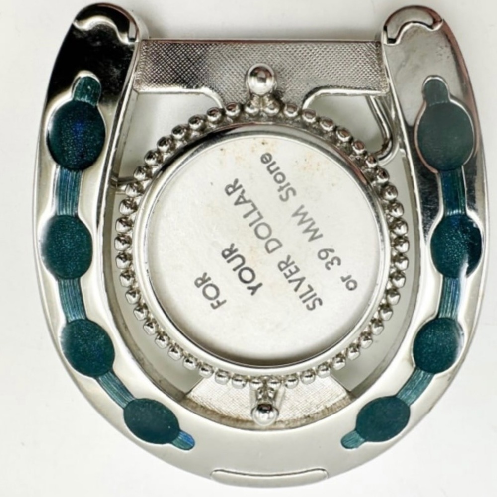 LARGE SILVER DOLLAR BELT BUCKLE‎